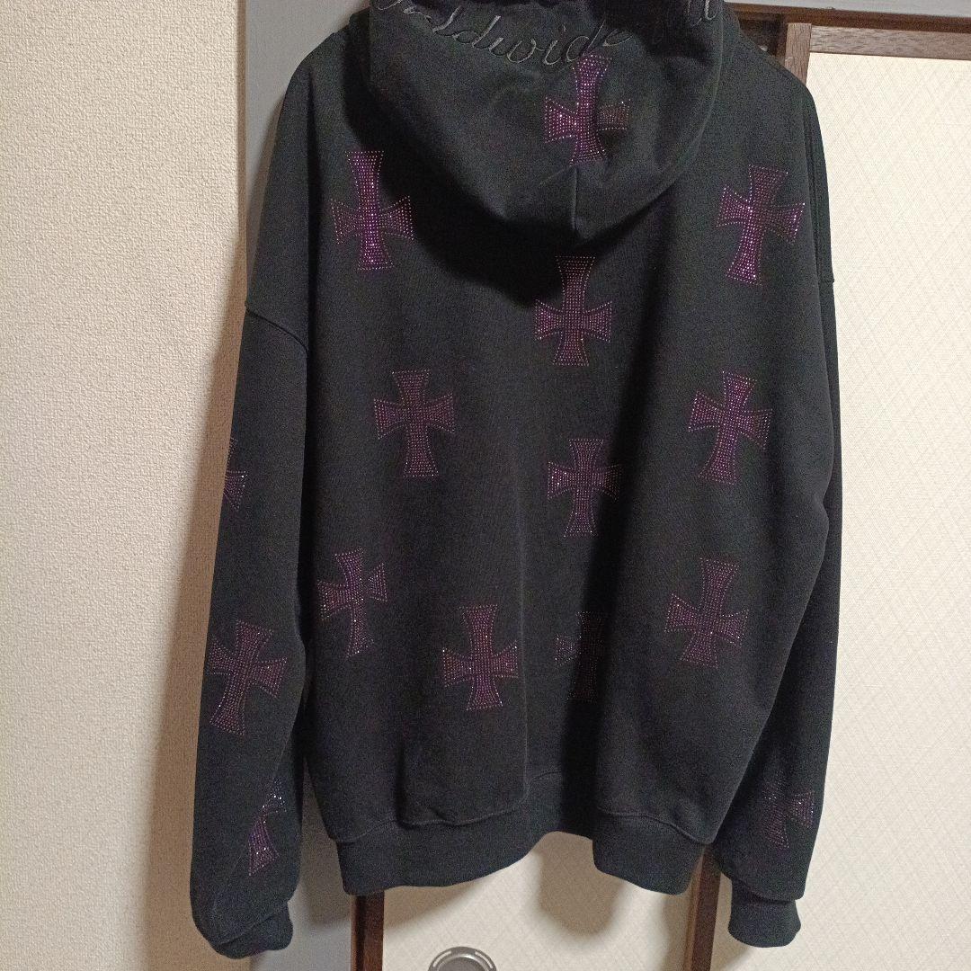 寿*。様 UNKNOWN LONDクロスラインストーンジップアップパーカー パー