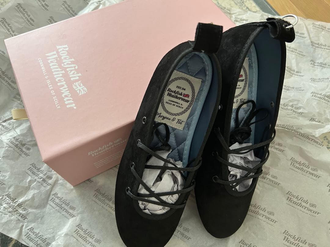 rockfish weatherwear 黒 スエード バレエシューズ 24.0