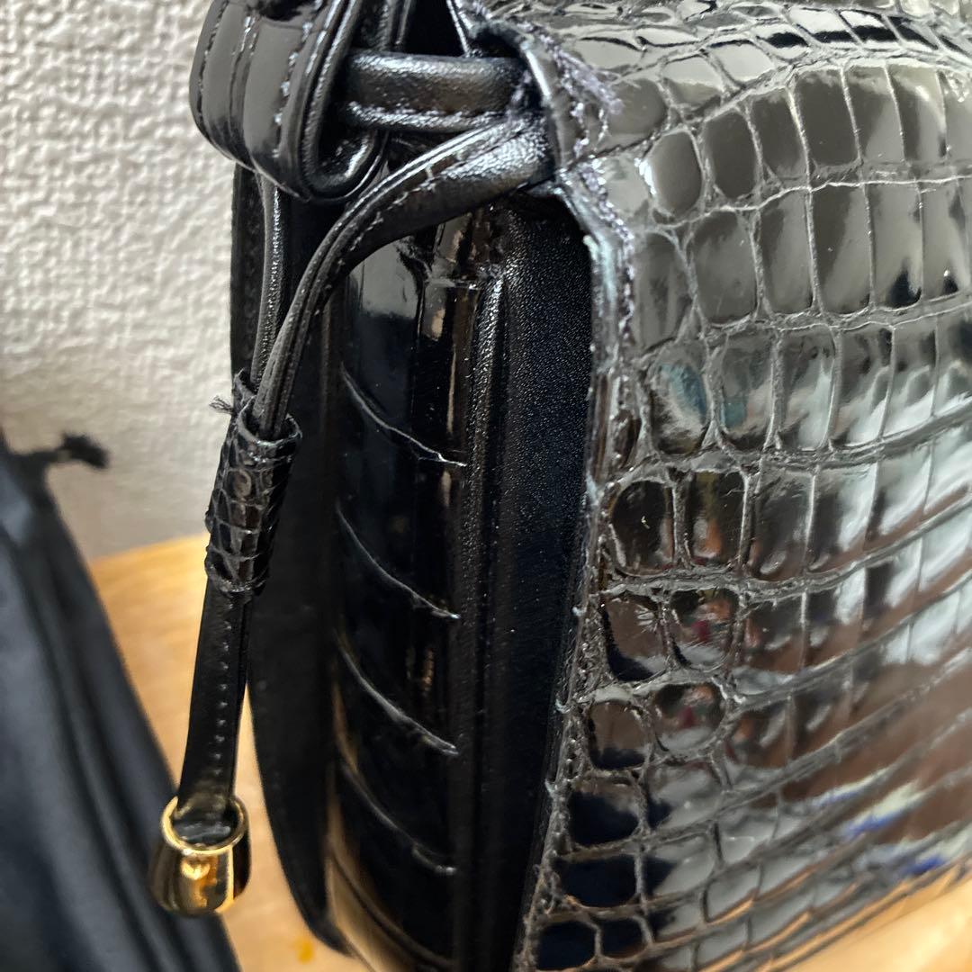 最終価格‼️ ​【JRA認定】本革 ソフトクロコダイル ハンドバッグ ブラック