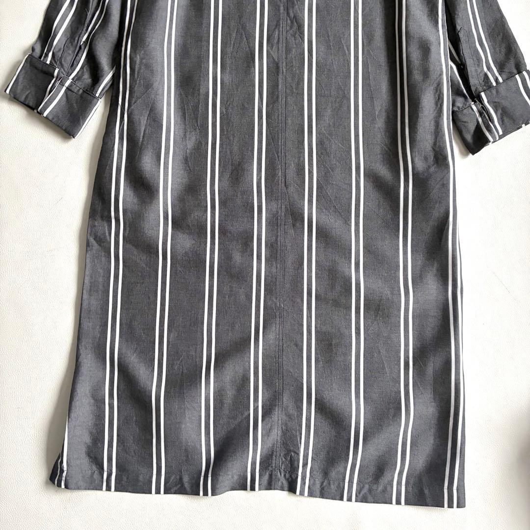 ◆美品◆2.8万◆ギャルリーヴィー◆リヨセルストライプワンピース◆グレー◆36