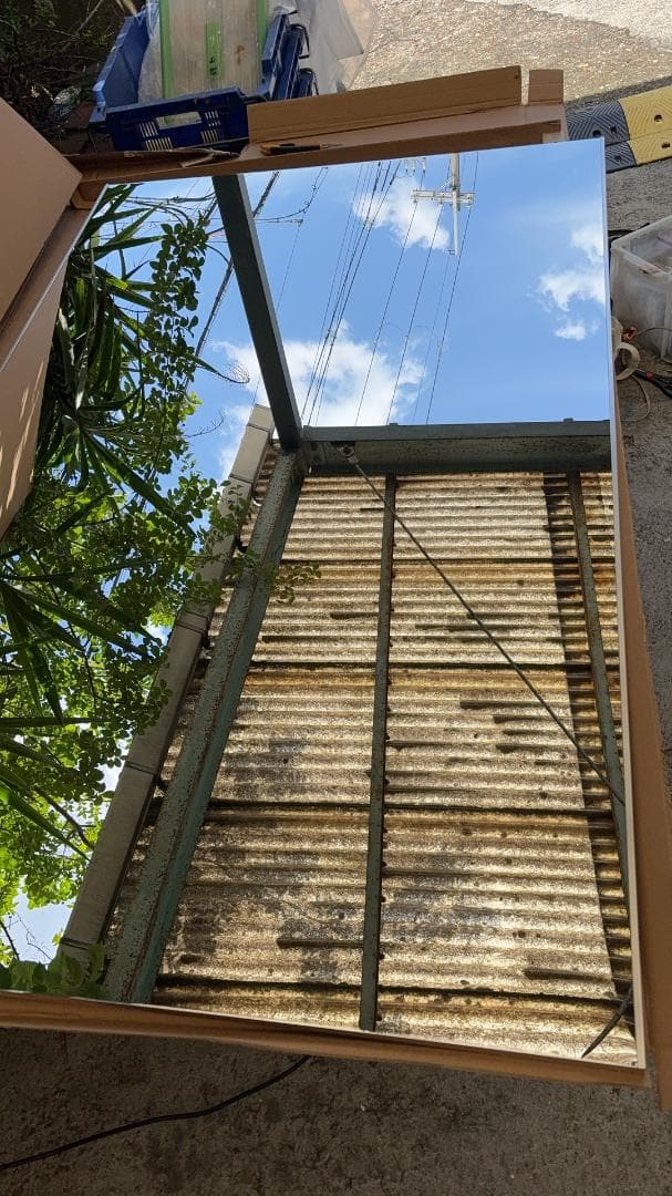 【中古】スタンドミラー 壁掛け 割れない鏡 幅100x160cm 銀色 6番