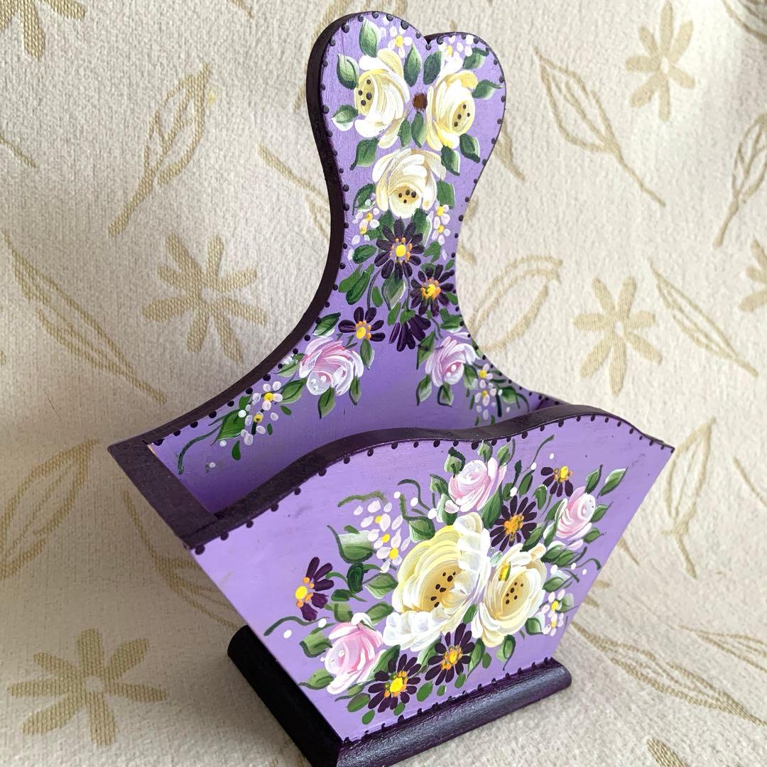 トールペイント デスクラック、収納ボックス、コーヒーフィルターケース