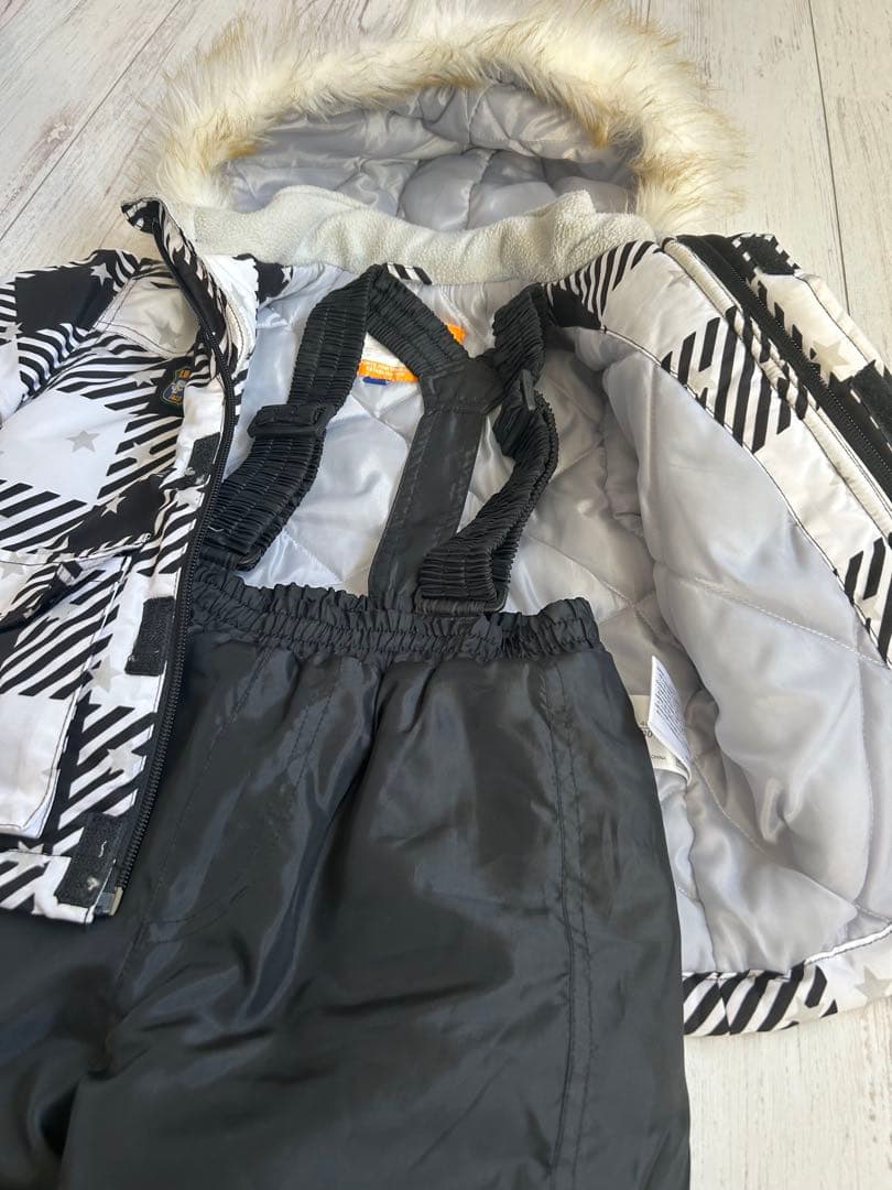 子供用スキーウェアセット 白黒チェック