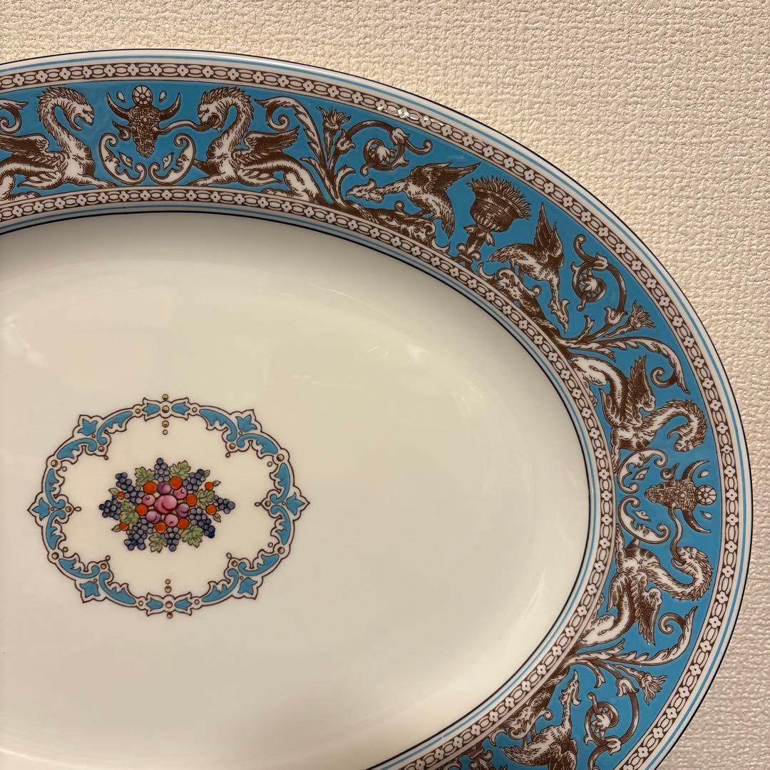 ウェッジウッド　フロレンティーン　ターコイズ　オーバルプレート　Lサイズ