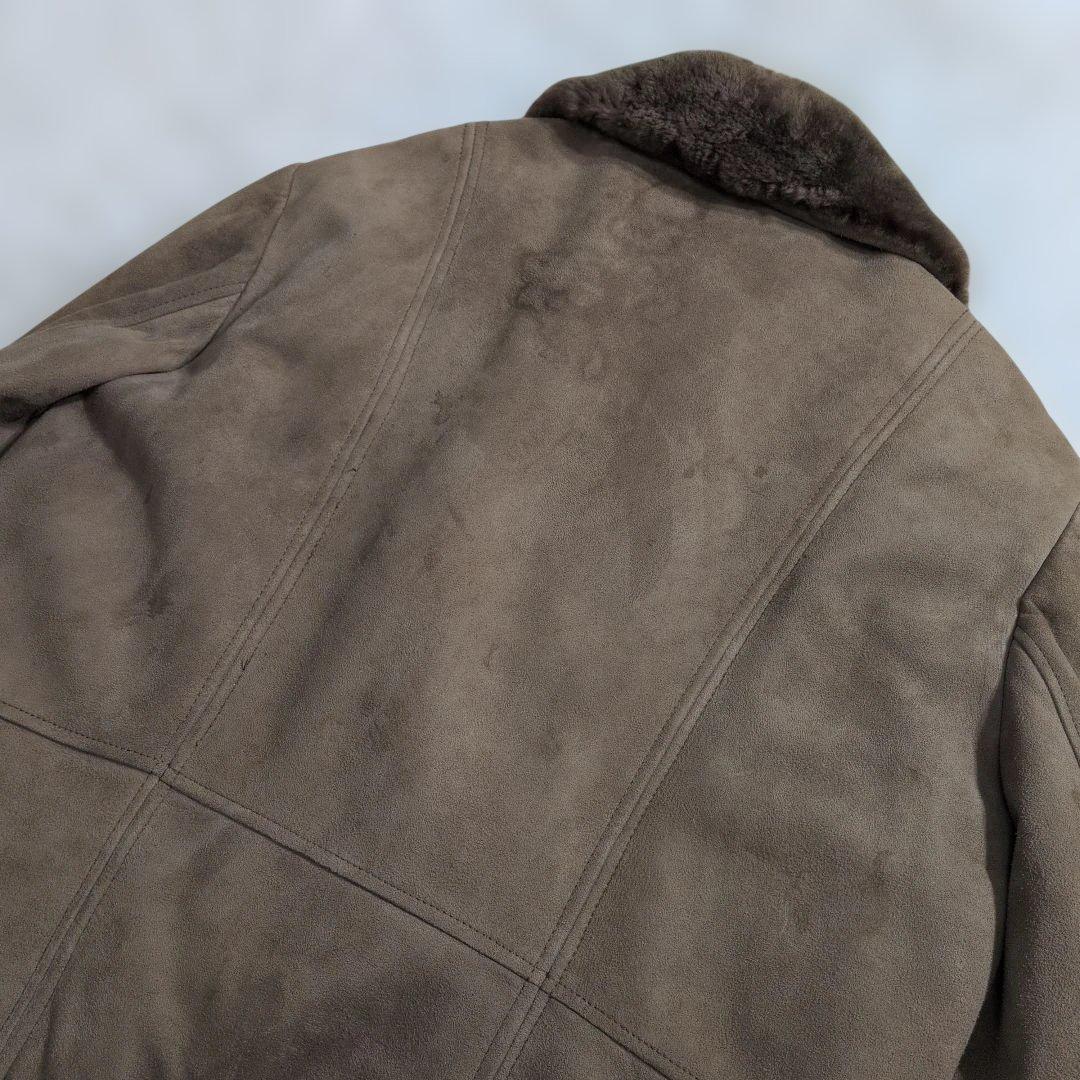 【極暖】ヴィンテージ リアルムートン ボアコート 本革 ブラウン 大きいサイズ