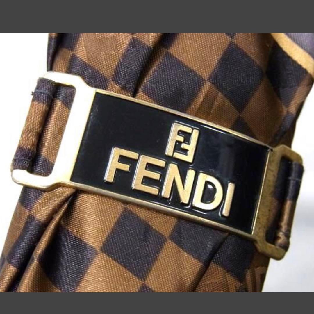 美品★FENDI フェンディ チェック柄 長傘 雨傘