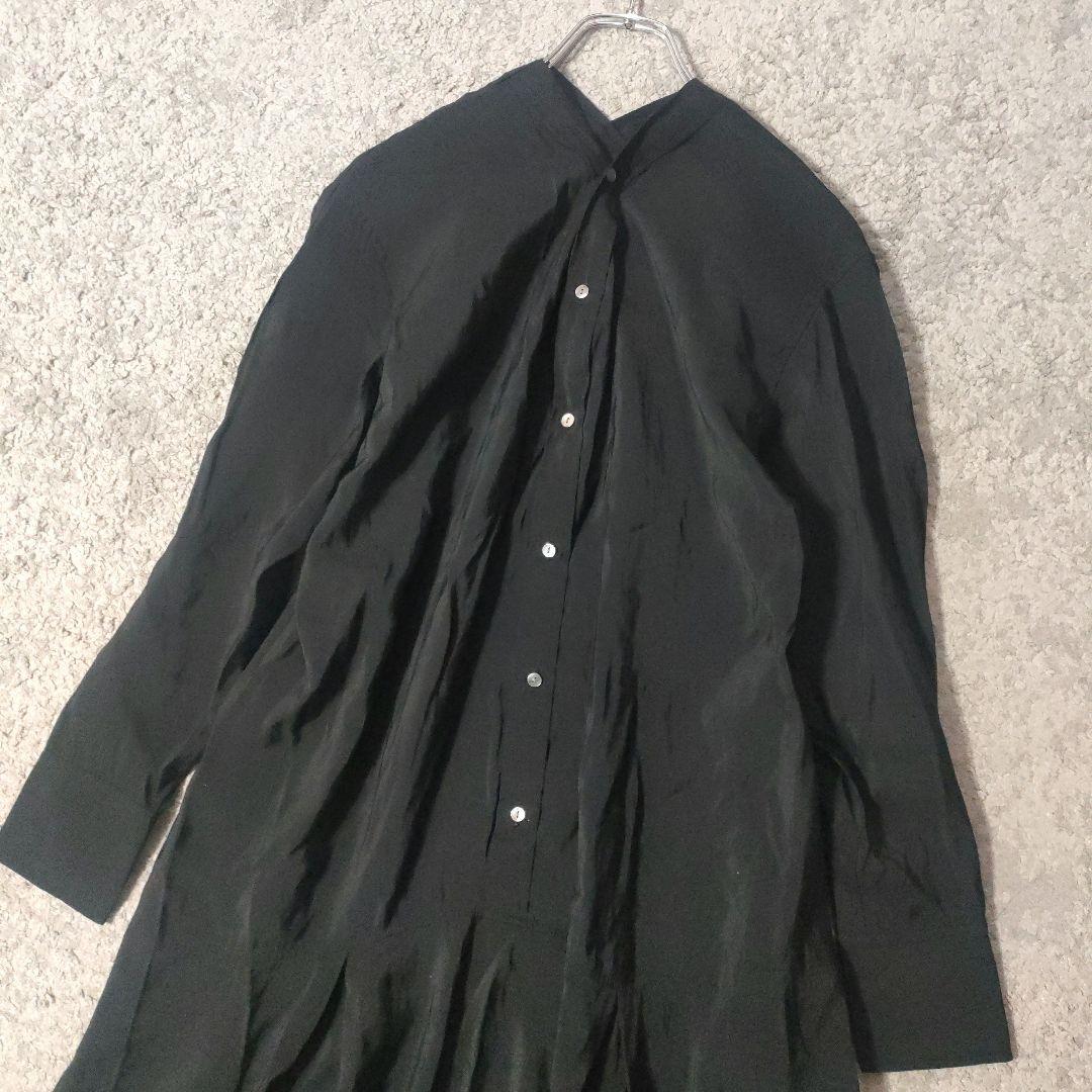 【美品】BEARDSLEY ビアズリー カラーレスシャツ ワンピース　ブラック