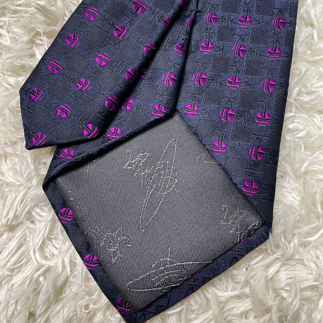 極美品✨ ヴィヴィアンウエストウッド 伊製 オーブ柄シルクネクタイ　卒業式