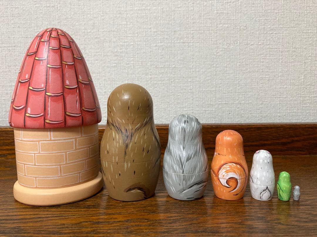 ロシア雑貨☆お家型マトリョーシカ民話『テレモーク』小さなおうち7Pマルガリータ作