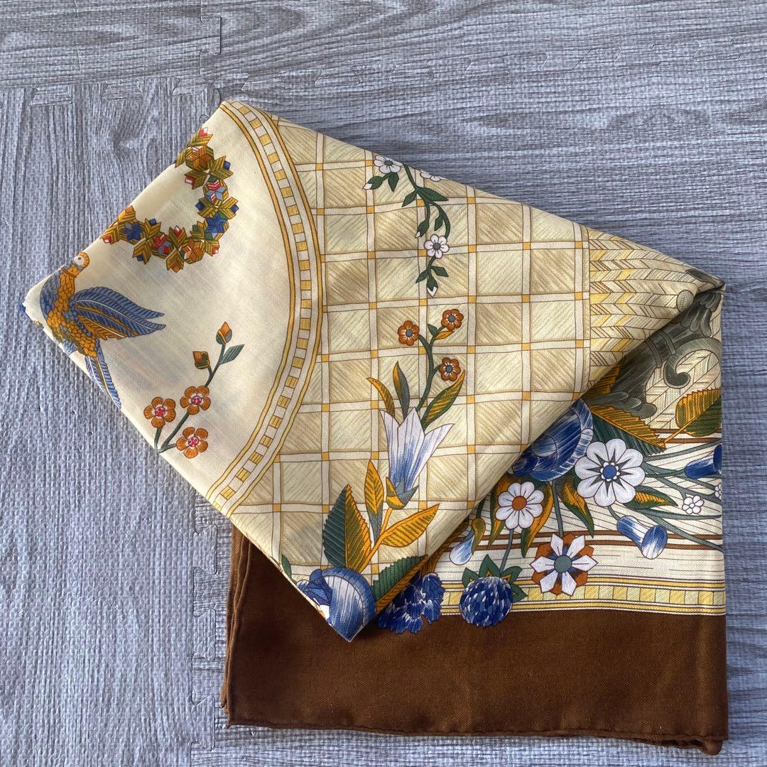 HERMES スカーフ　ショール　カレ140 カレジェアン　大判　カシミヤシルク