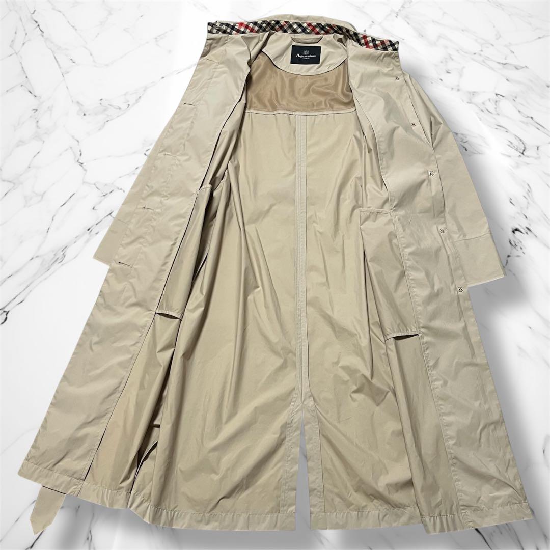 アクアスキュータム　レインコート ※フード無しM〜L ベージュ チェック 比翼