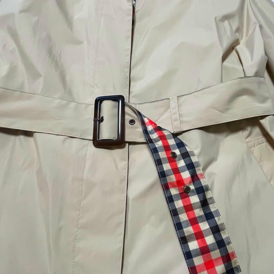 アクアスキュータム　レインコート ※フード無しM〜L ベージュ チェック 比翼