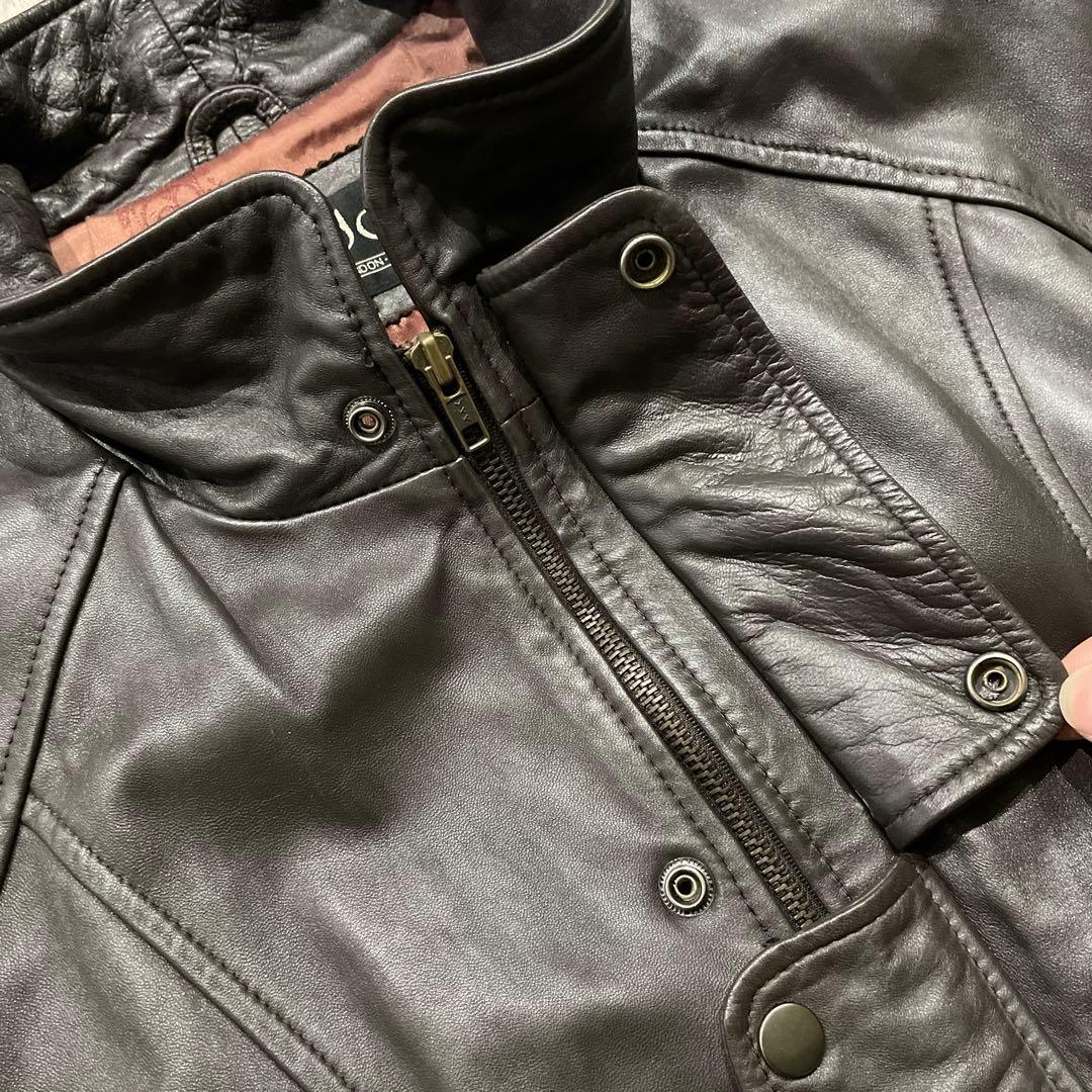 〜90s 短丈 羊革 ラムレザー レザージャケット XL ボンバージャケット