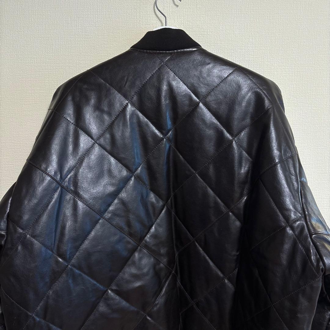 レザー 中綿ジャケット キルティング