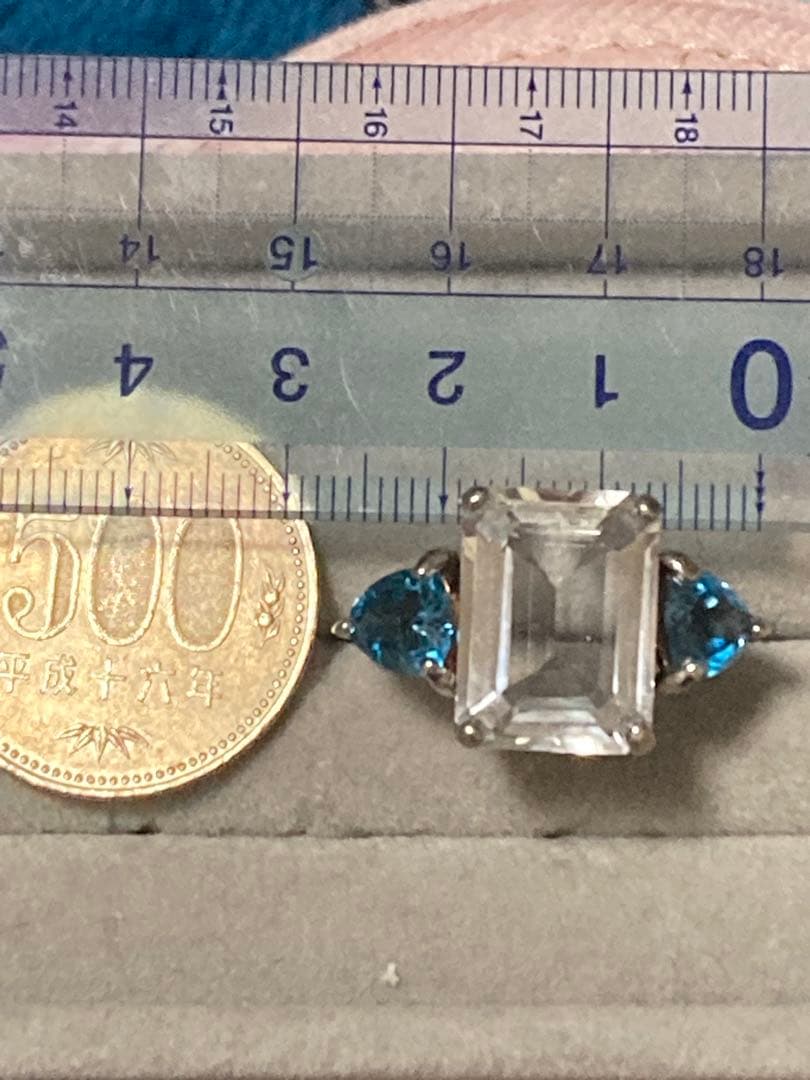 ト*ー様 【超爆安】ロンドンブルートパーズ ホワイトトパーズ？ リング 約22号