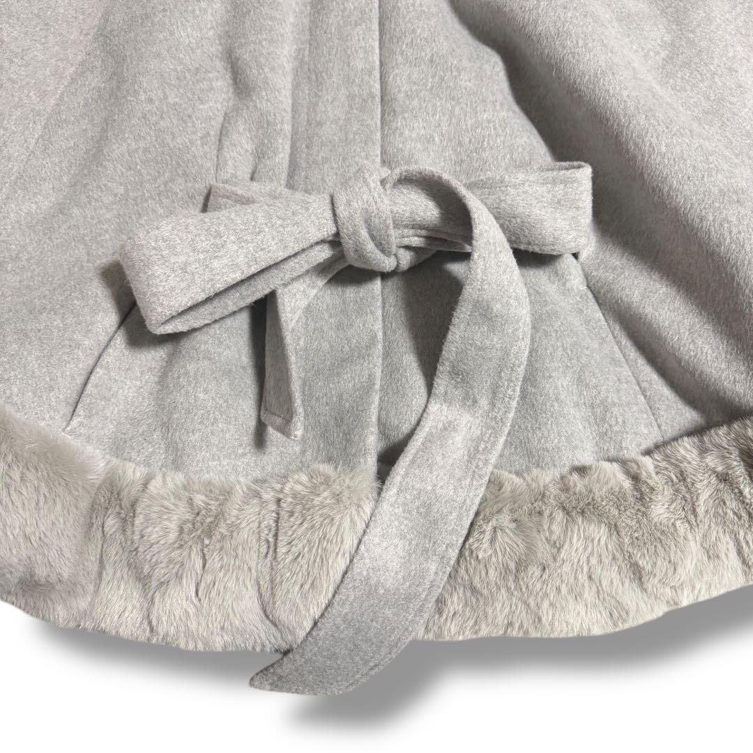 美品✨CECILMcBEE ベルテッドケープコート ポンチョ ファー M