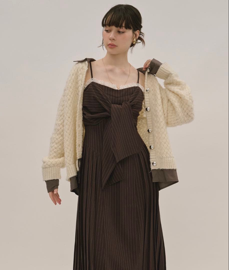 loin nuitリボンストライプキャミワンピース