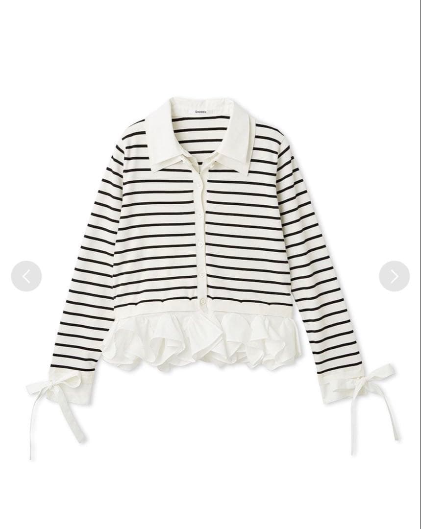 snidel シャツドッキングヘムボリュームニットプルオーバー ボーダー