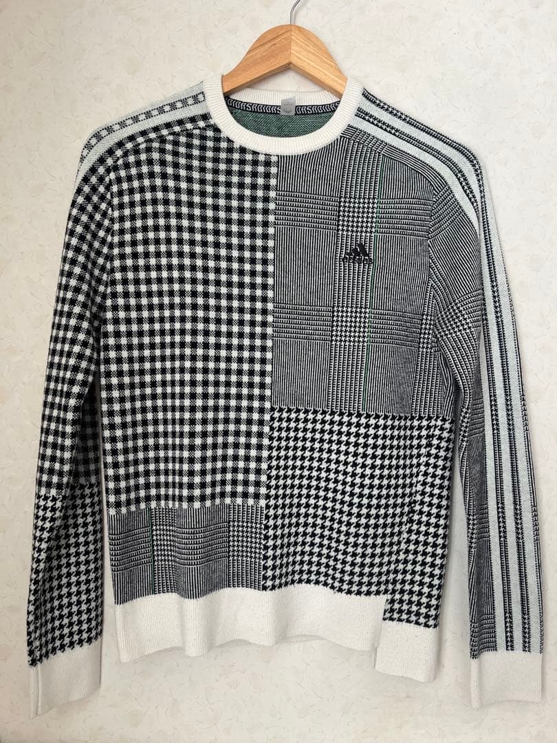 アディダス チェック柄ニットセットアップLサイズ