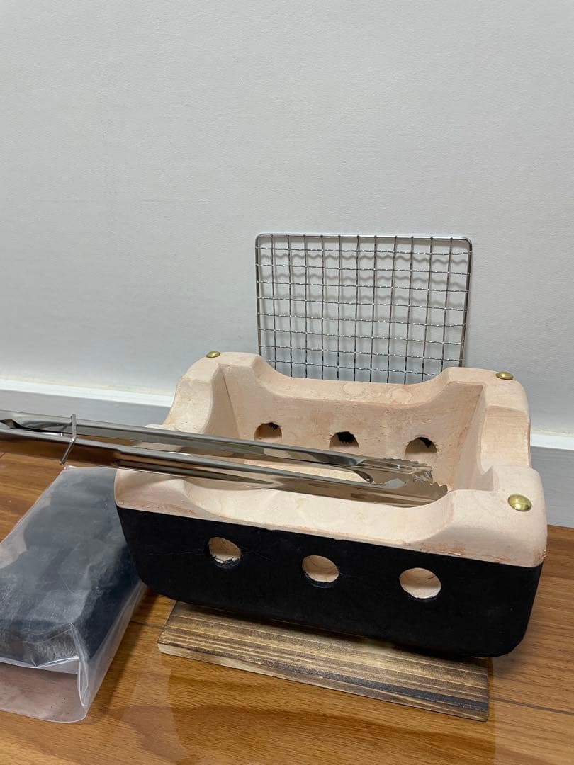 最高級 奥能登 純珪藻土切り出し七輪 人気の長角型 手元炙り器 炭火調理 焼き鳥