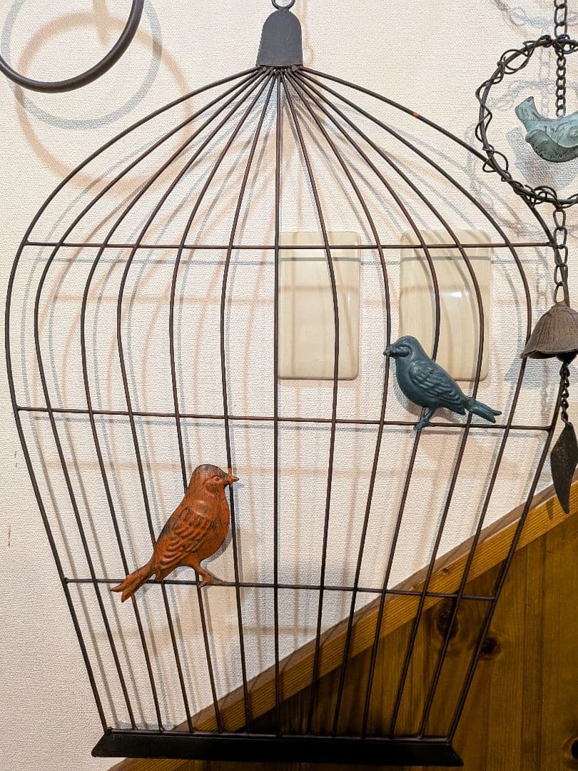 アイアンワイヤー　リングベル タオルハンガー　鳥のモビール　3点セット