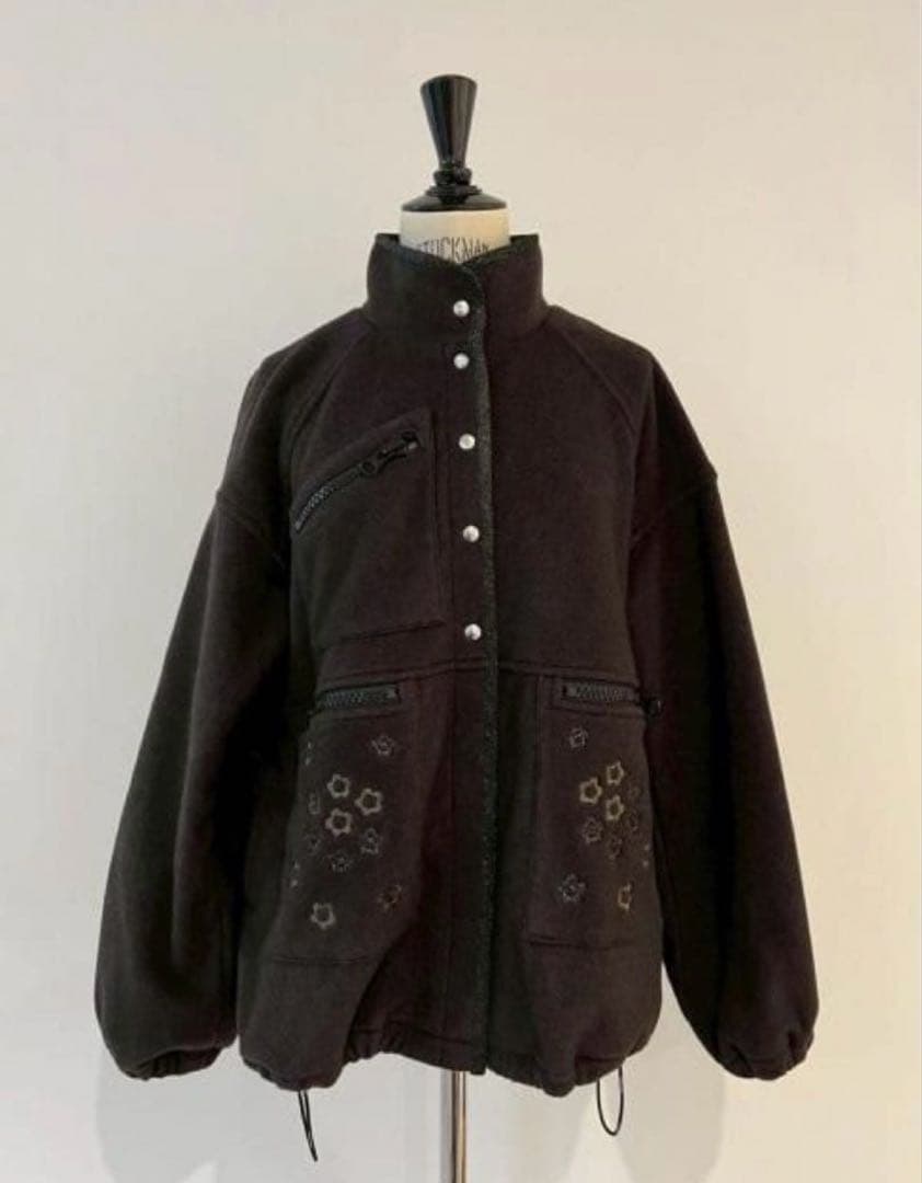 rosymonster フローラポケットフリースブルゾン　ブラック