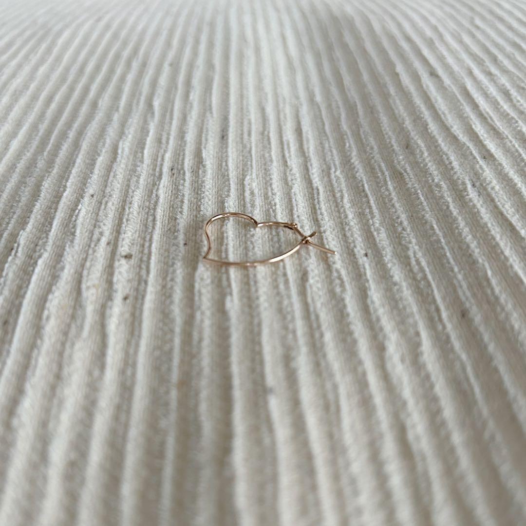 美品 agete K10PG アガット　ハート フープピアス　片方