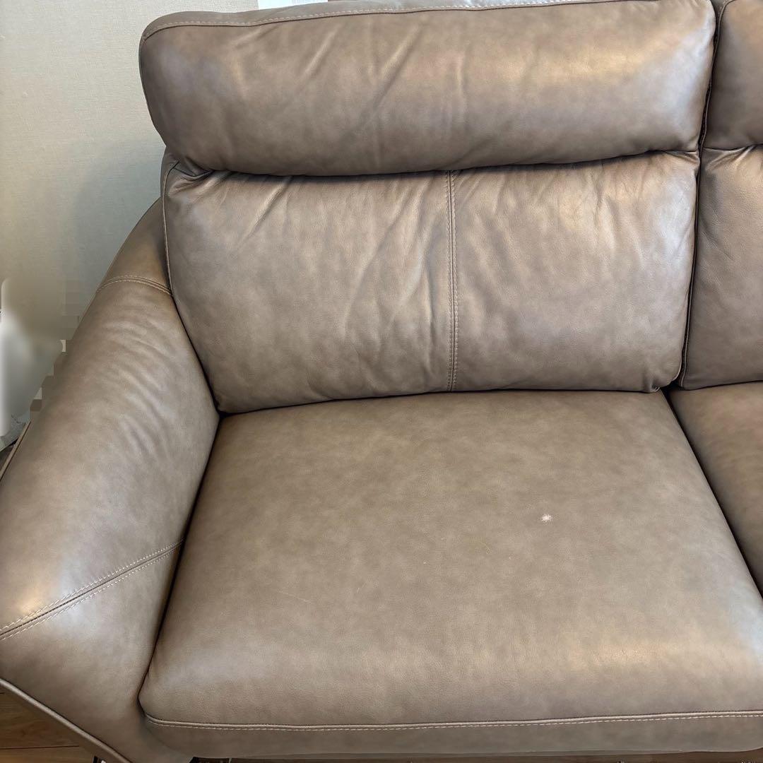 ニトリ-3人掛け両電動リクライニングソファ アネーロ セミアニリン革 ミドルモカ