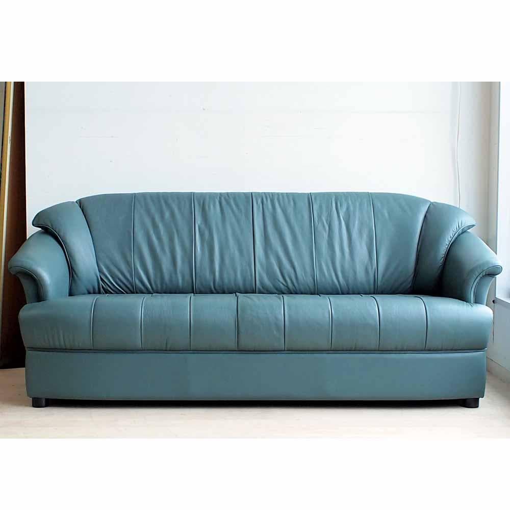 90's カリモク/karimoku 本革 2人掛けソファ 応接 ZR24324