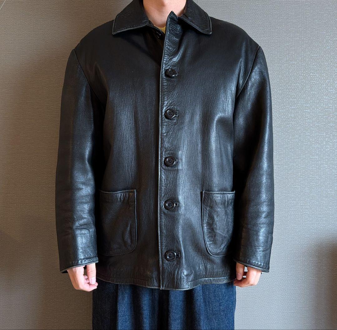 美品　vintage 本革　レザーカーコート
