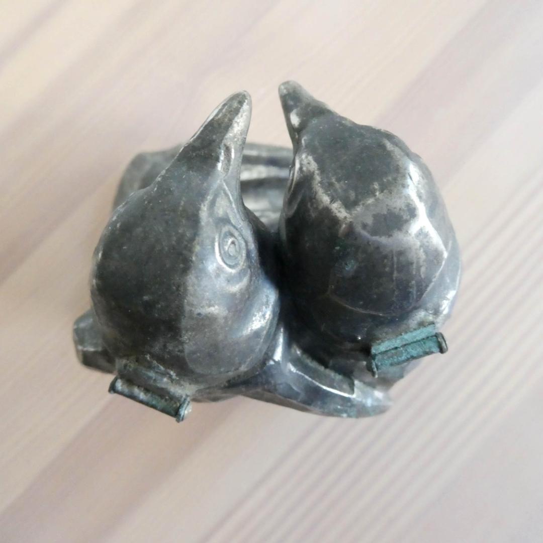 インク壺　ビンテージ／骨董品　金属製（ピューター？）　日本製