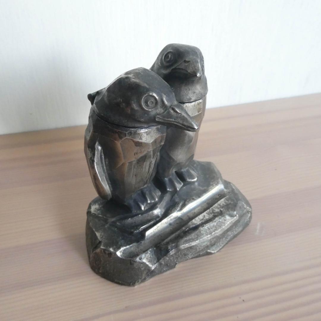 インク壺　ビンテージ／骨董品　金属製（ピューター？）　日本製