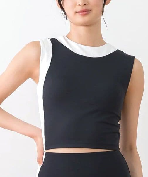 【SUKALA】バイカラーショートタンクトップ/ブラックM　新品未開封