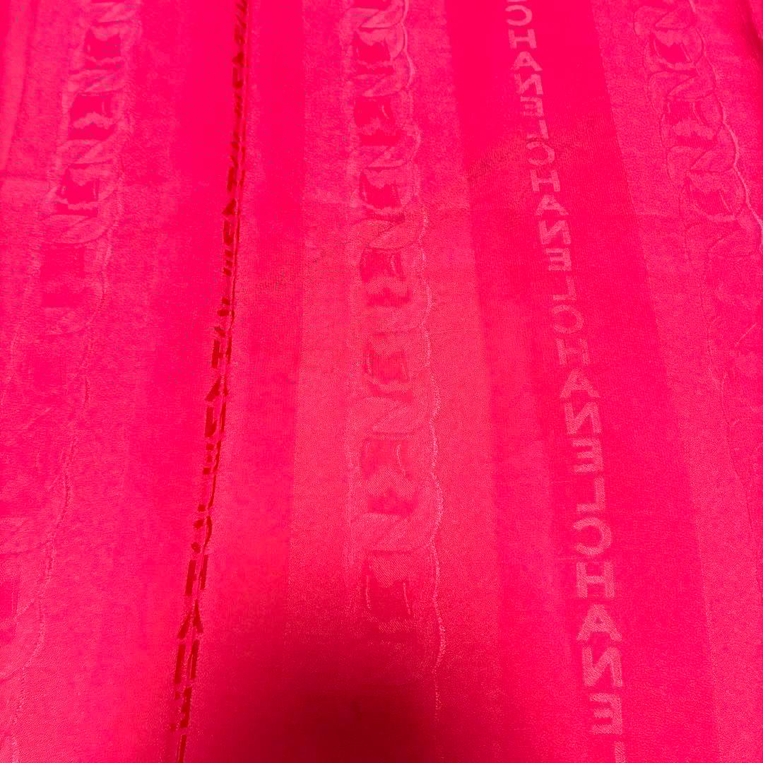 シャネル　シルク　スカーフ　ロゴ　89cm 赤