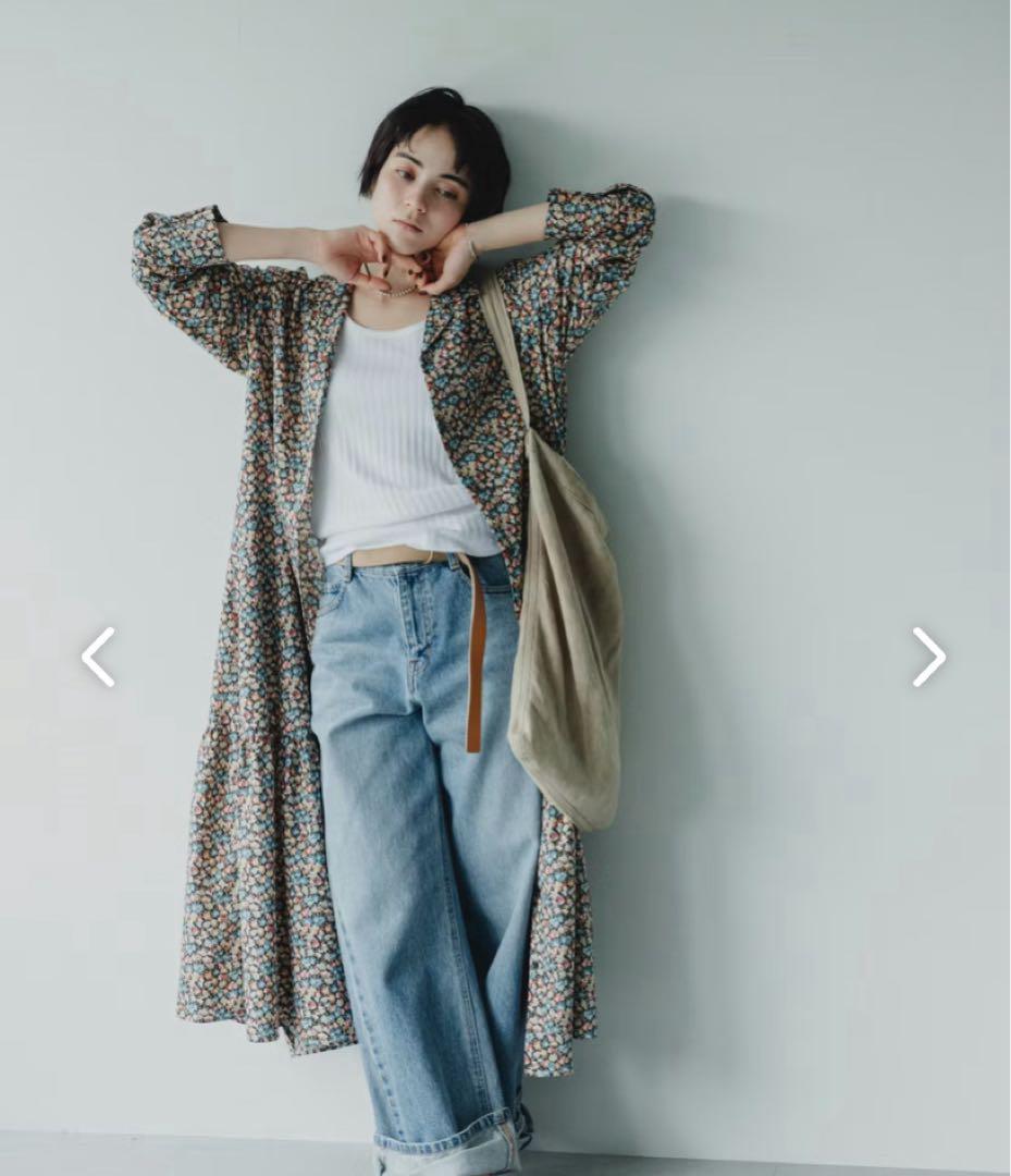 「北欧、暮らしの道具店」リバティプリントのティアードワンピース/M