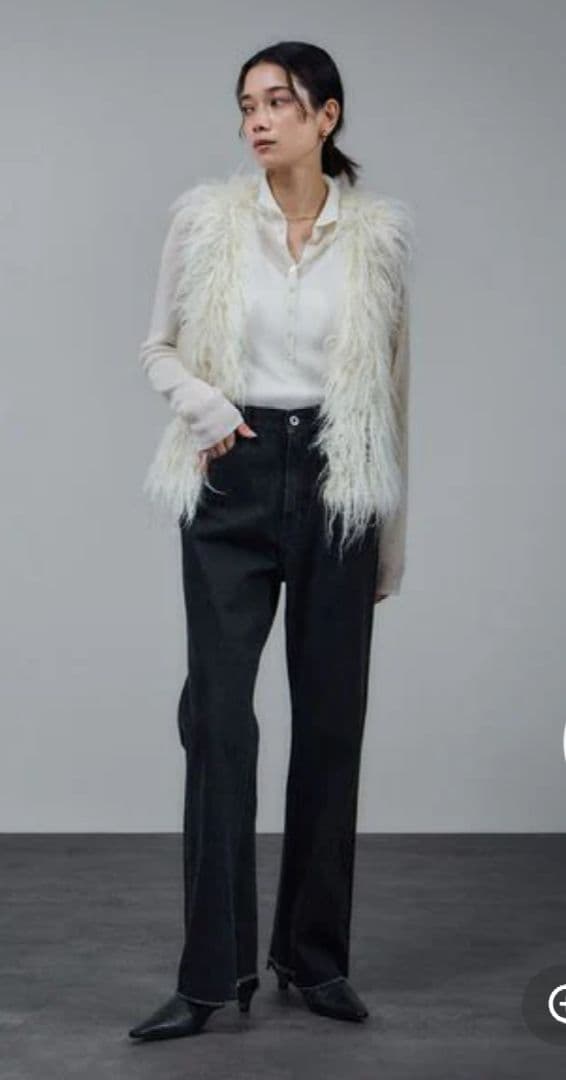 SALON adam et rope’ モヘヤロングシャギーハンドニットベスト