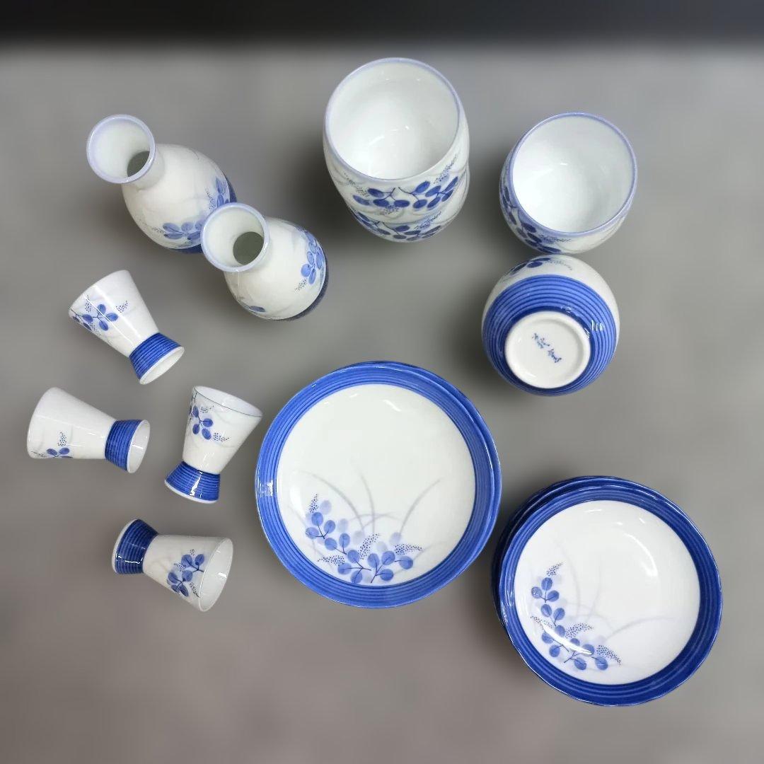 巻萩絵食器セット 18点（美濃焼）