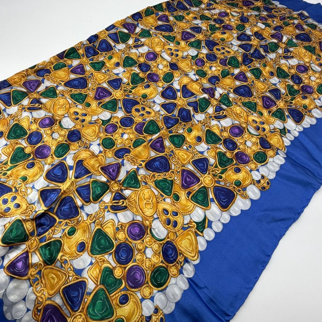 17080✨CHANEL 宝石柄 グリポワ スカーフ シルク100% ジュエリー