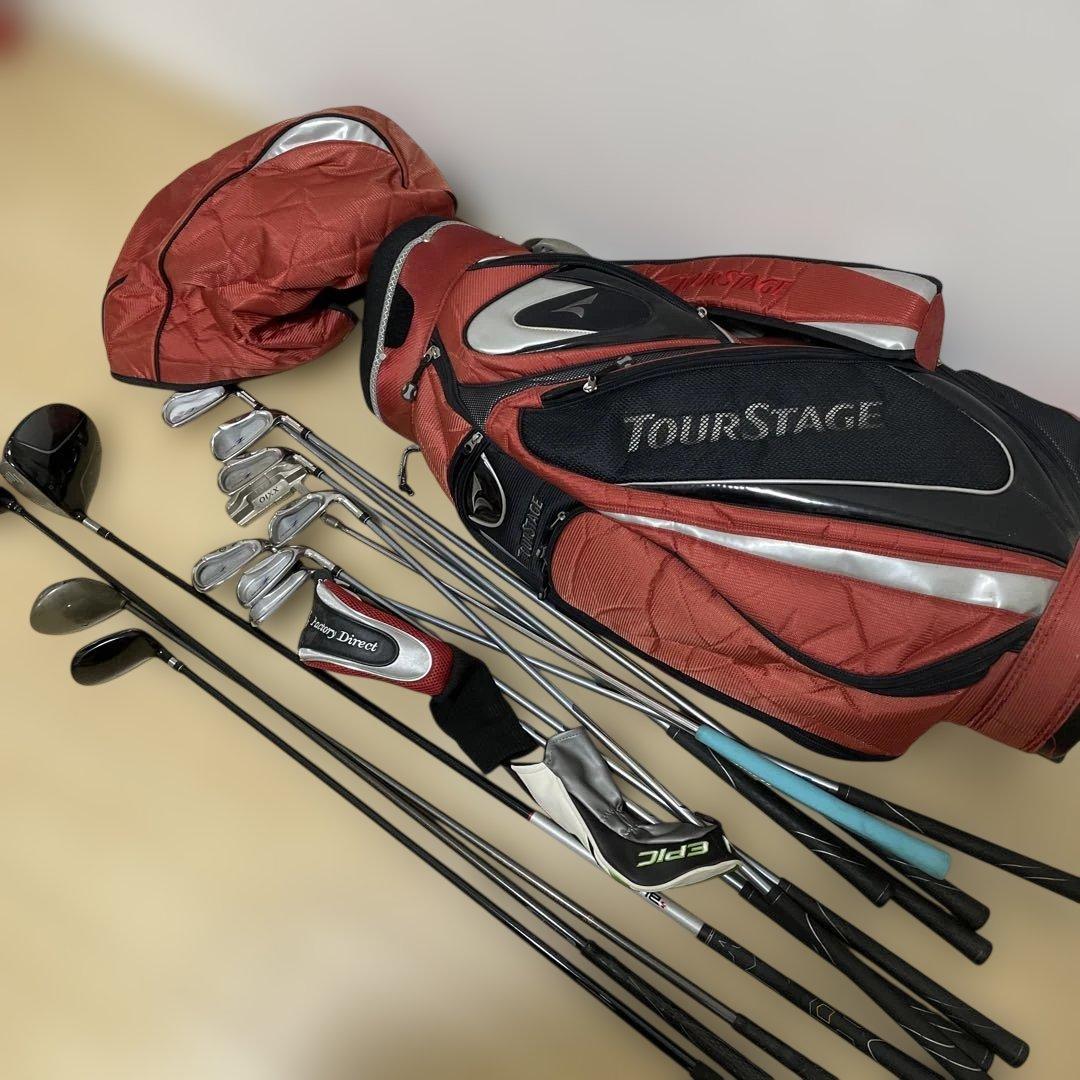 ゴルフクラブセット 右利き テーラーメイド他12本セット キャディバッグ付