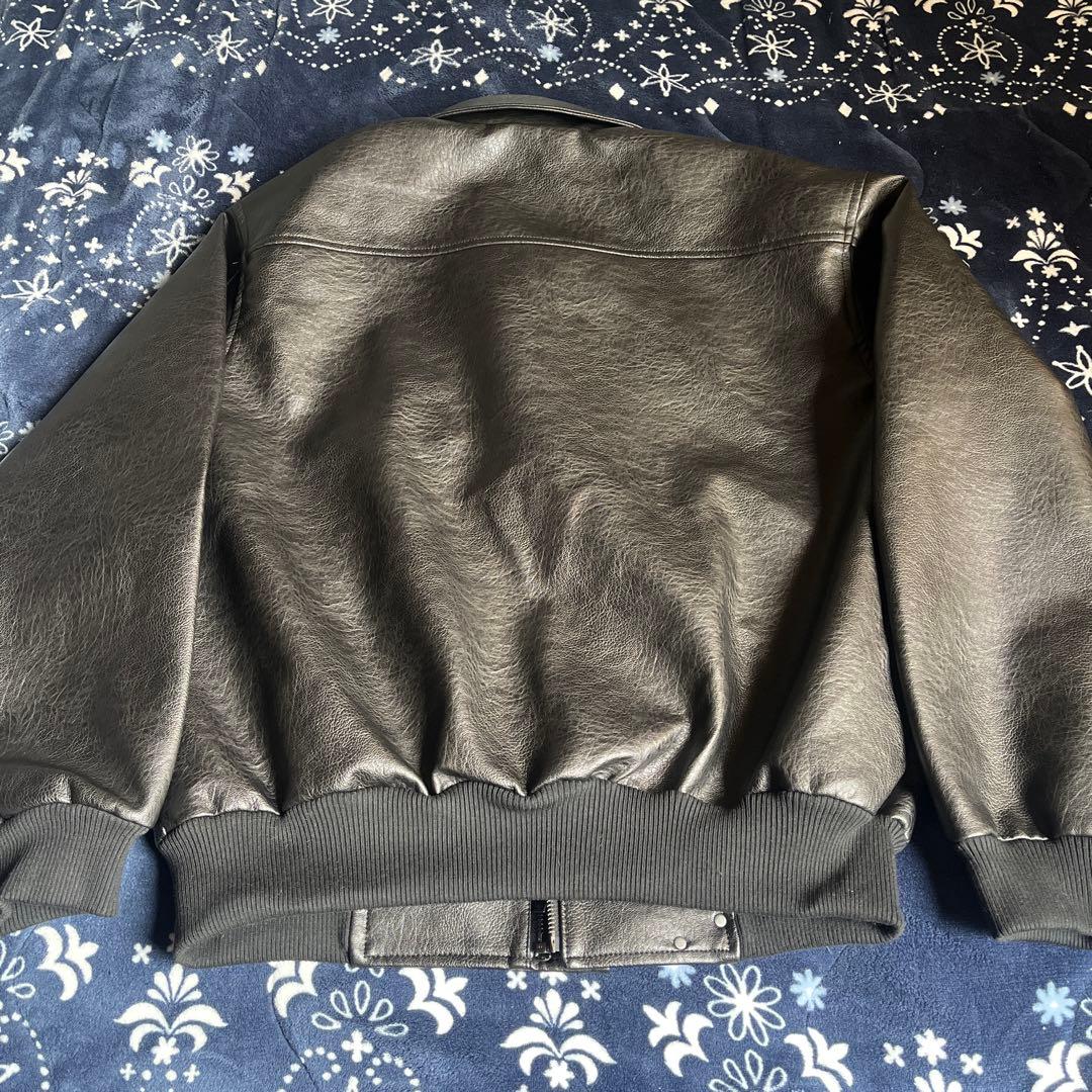 BELVET 黒 レザージャケット ヒョウ柄