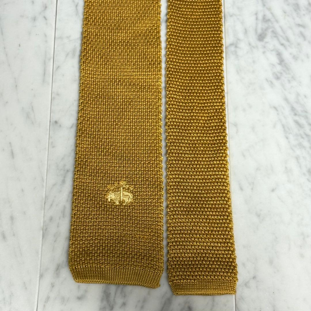 Brooks Brothers ネクタイ スクエア ゴールド系 ロゴ柄