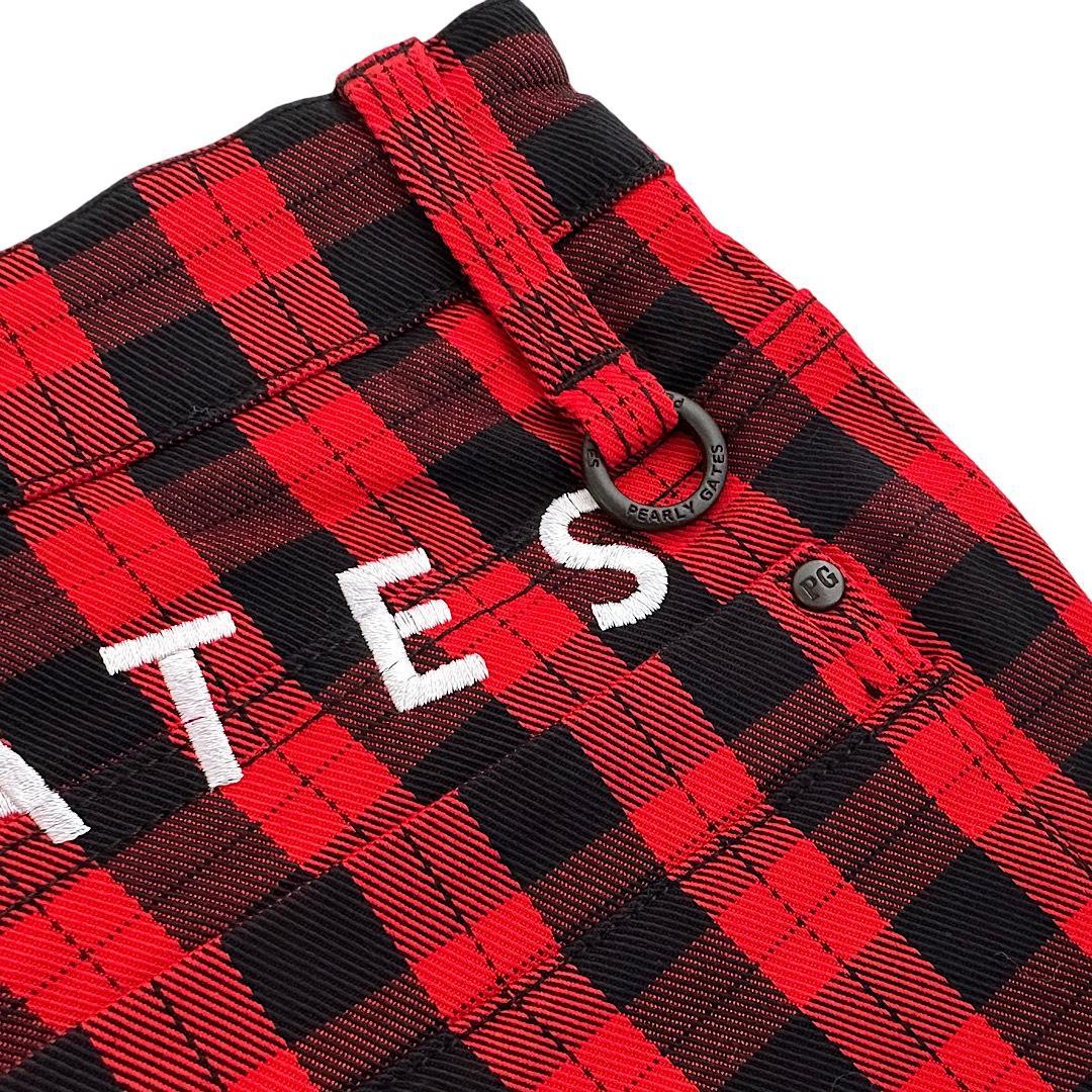 628 パーリーゲイツ定価30,800円パワフルコットン 赤×紺チェック6LL
