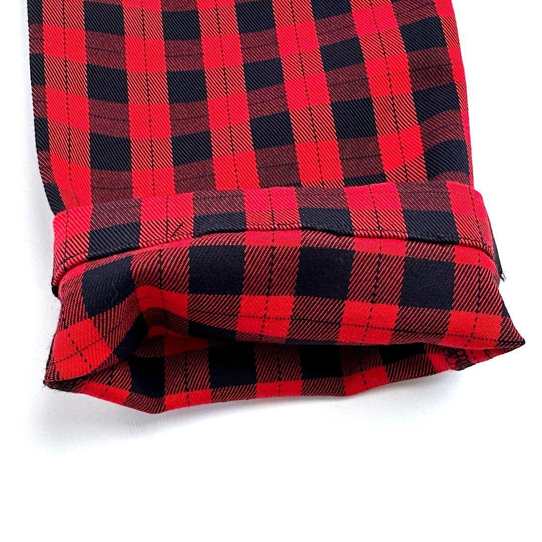 628 パーリーゲイツ定価30,800円パワフルコットン 赤×紺チェック6LL