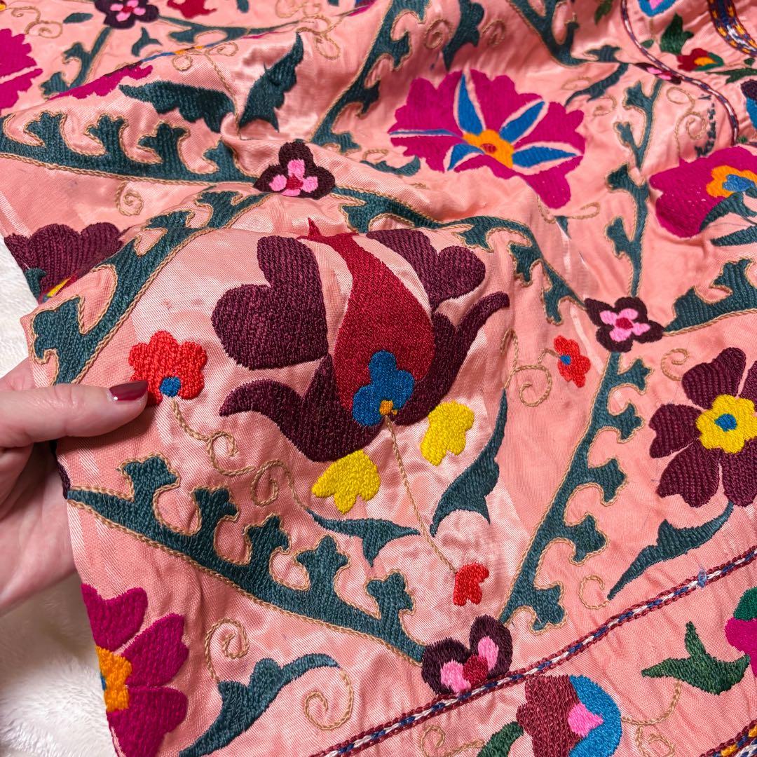 ビンテージスザニ刺繍　大判マルチカバー