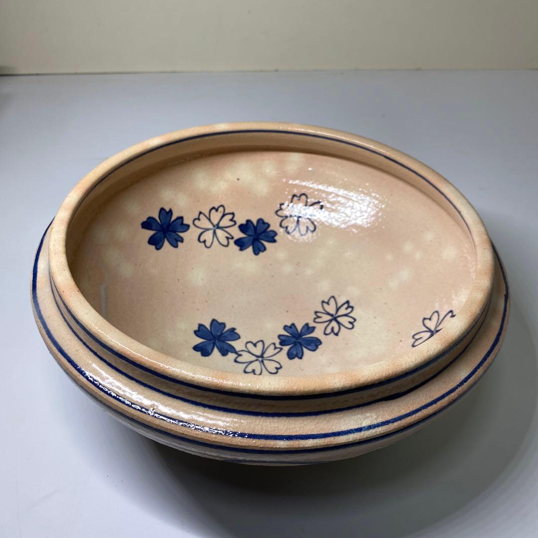 【茶道具】桃山窯　染付桜川水指（共箱）