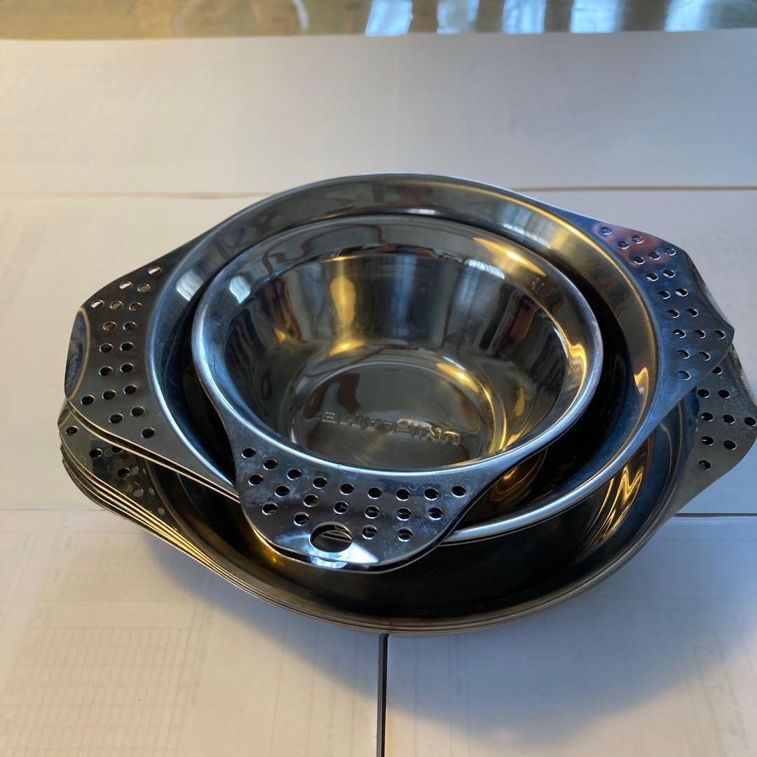 ユニフレーム　廃盤　ステンレス製ボウル 8個セット