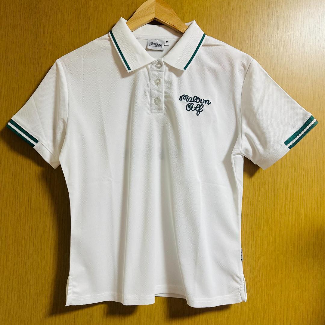 白色M マルボンゴルフ ポロシャツ Malbon Golf レディース シャツ