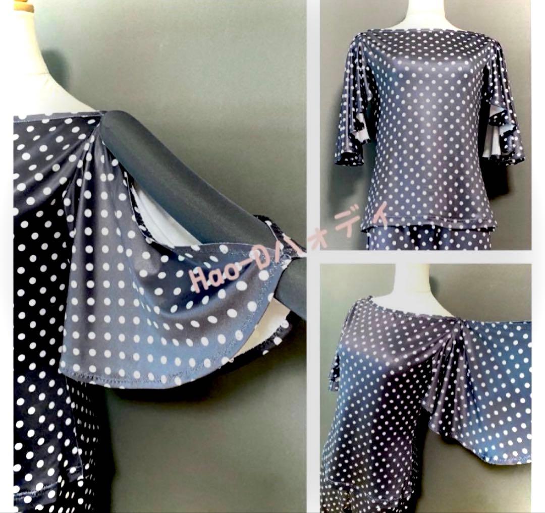 社交ダンス★新品★M★パーティー★レッスン★オリジナル★2点セット★水玉