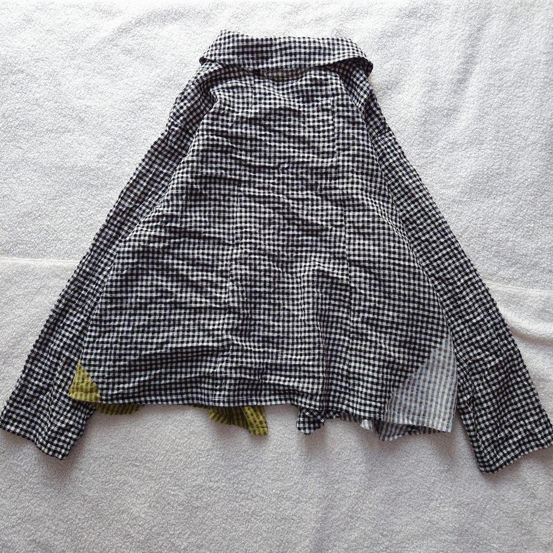 美品 慈雨 25SS ギンガム絞ジャケット