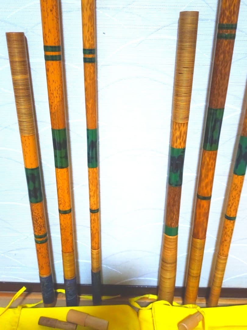 ヘラブナ 竿掛け 玉の柄 ★寿光作 紋竹 竿掛け2本物と玉の柄2本物